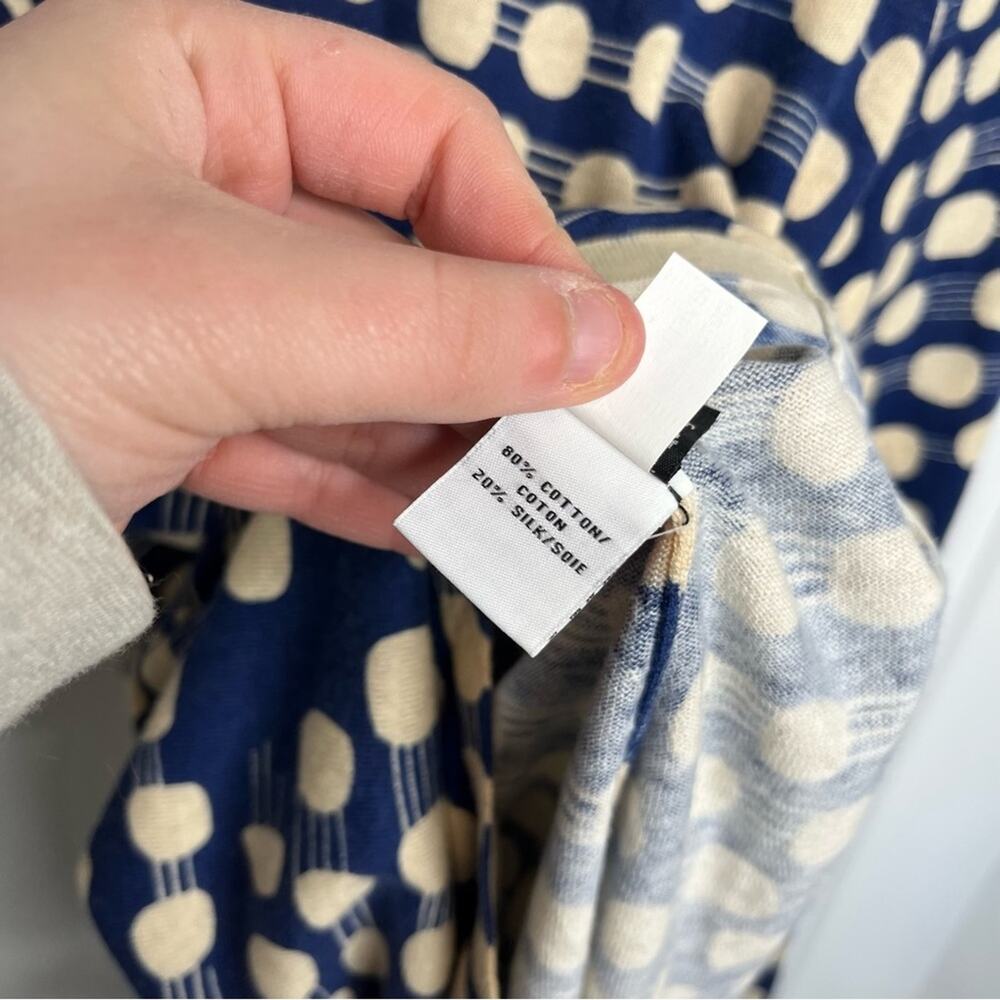 Diane Von Furstenberg DVF Blue & Cream Polka Dot Long Sleeve Knit Dress Small - Picture 4 of 6